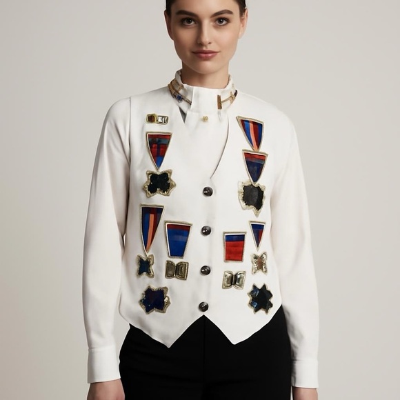 Erez Levy Vest & BellePointe Vintage Long Sleeve Shirt Embroidered w/ beading - Picture 1 of 16